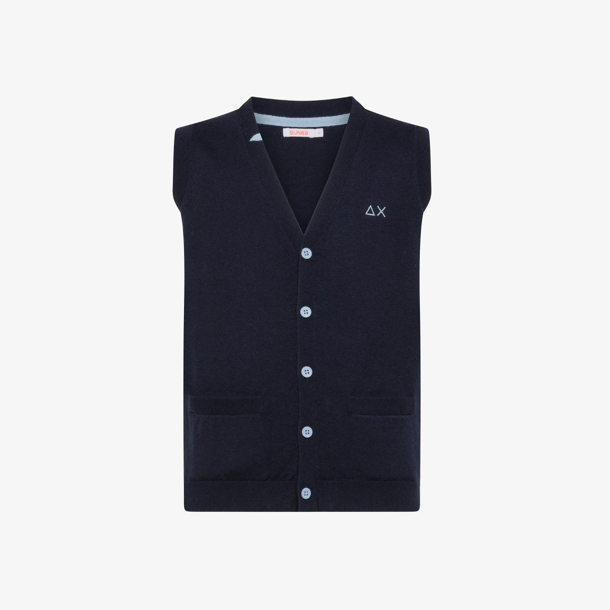 Wool and cotton vest NAVY BLUE