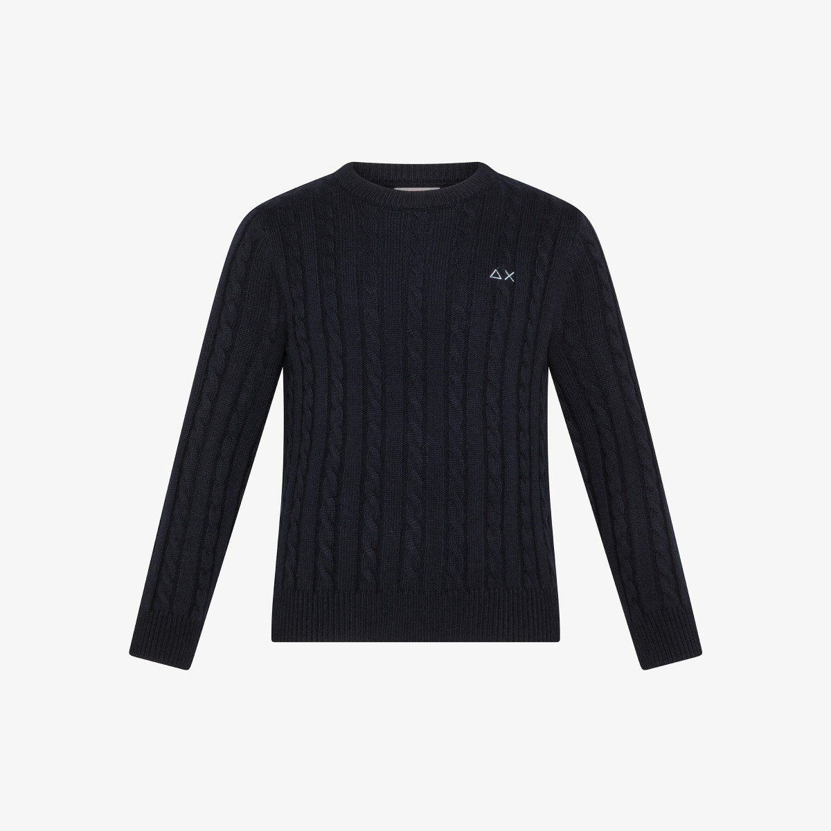 Wool and cotton cable-knit jumper NAVY BLUE