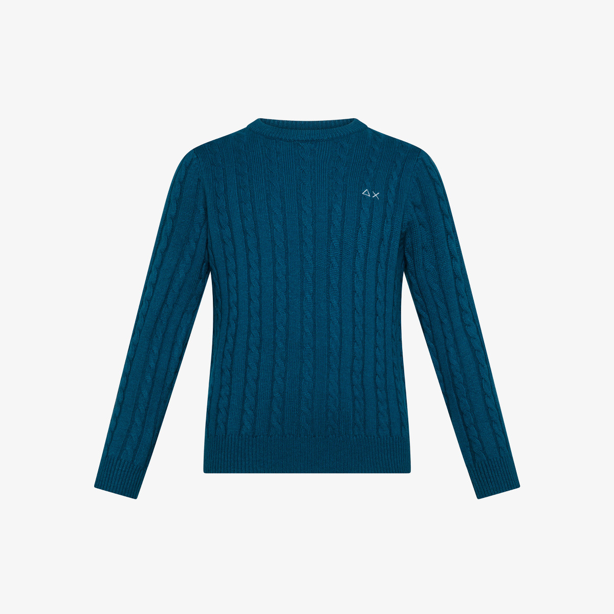 Wool and cotton cable-knit jumper DEEP BLUE