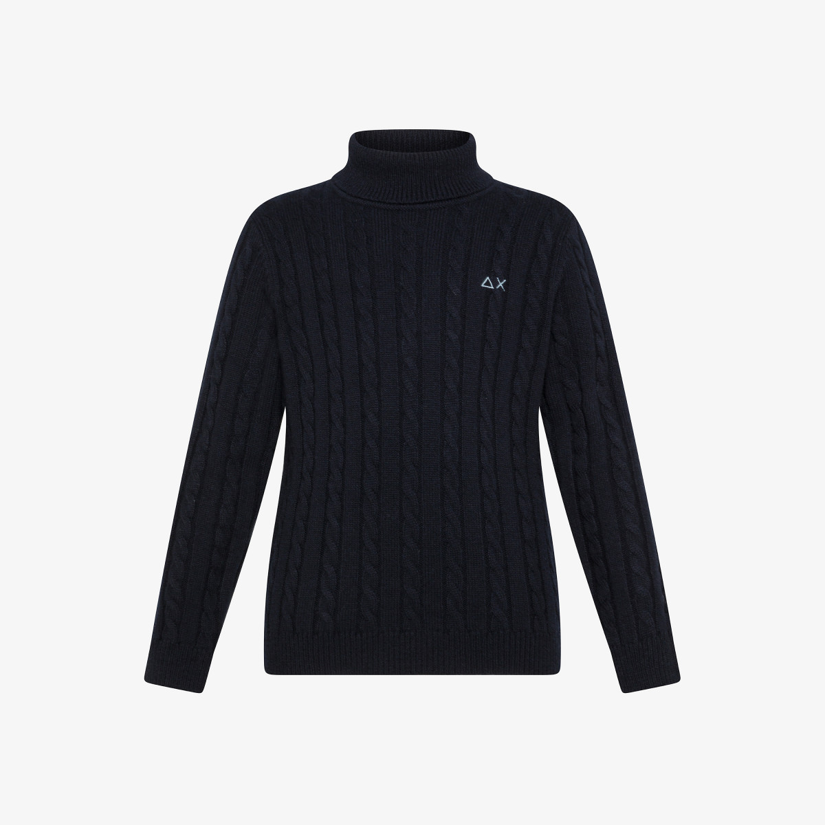 Wool and cotton cable-knit jumper NAVY BLUE