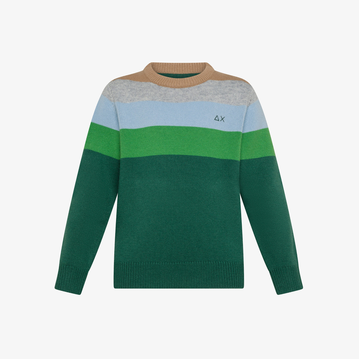 Maglia in lana e cashmere con righe VERDE SCURO