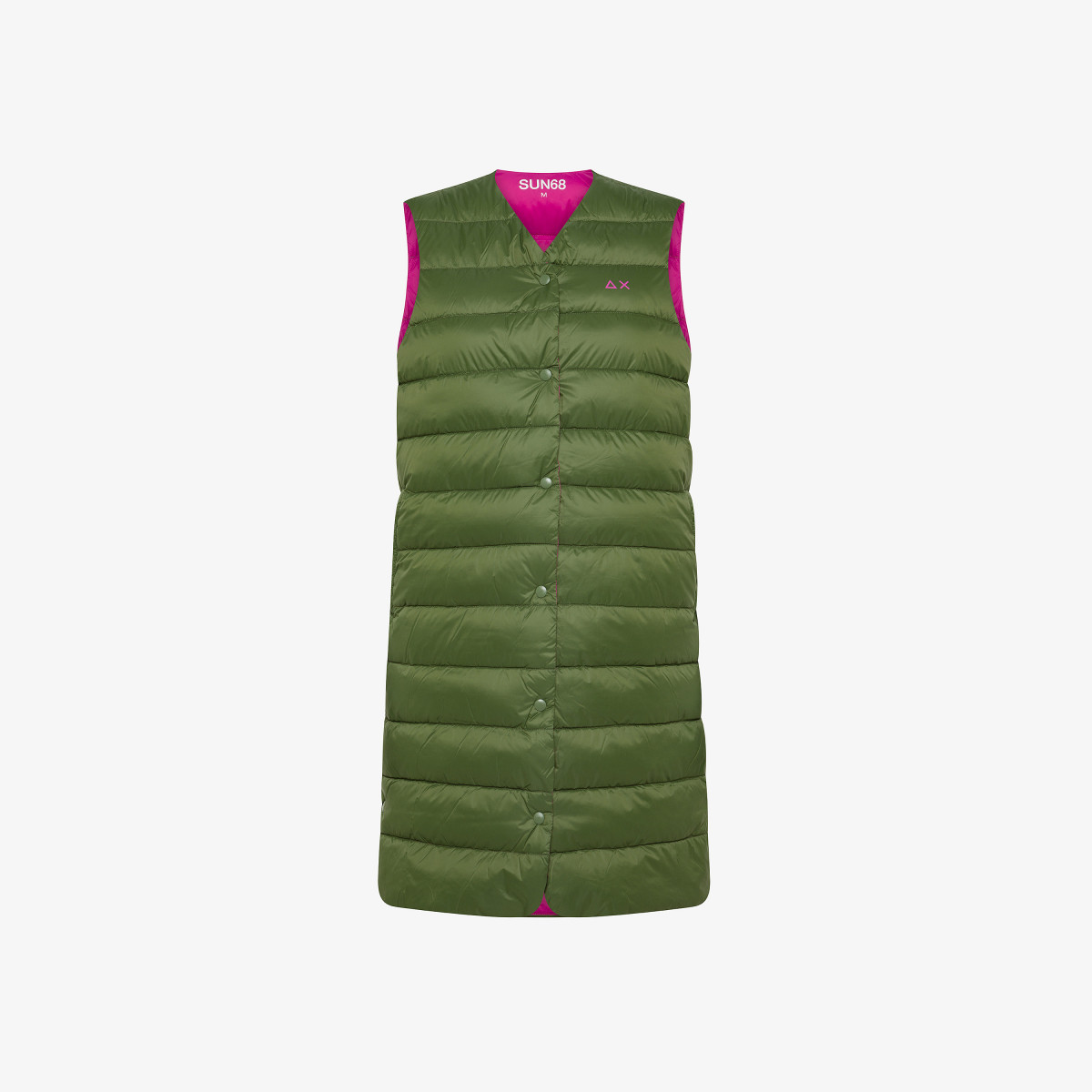 NO SLV DOWN LONG VEST MILITARE SCURO