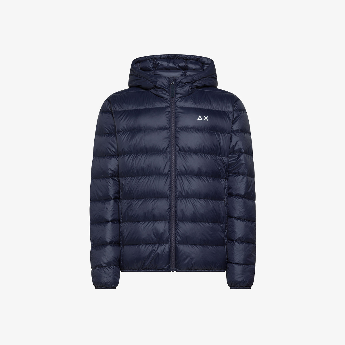 Piumino in nylon con cappuccio navy blue