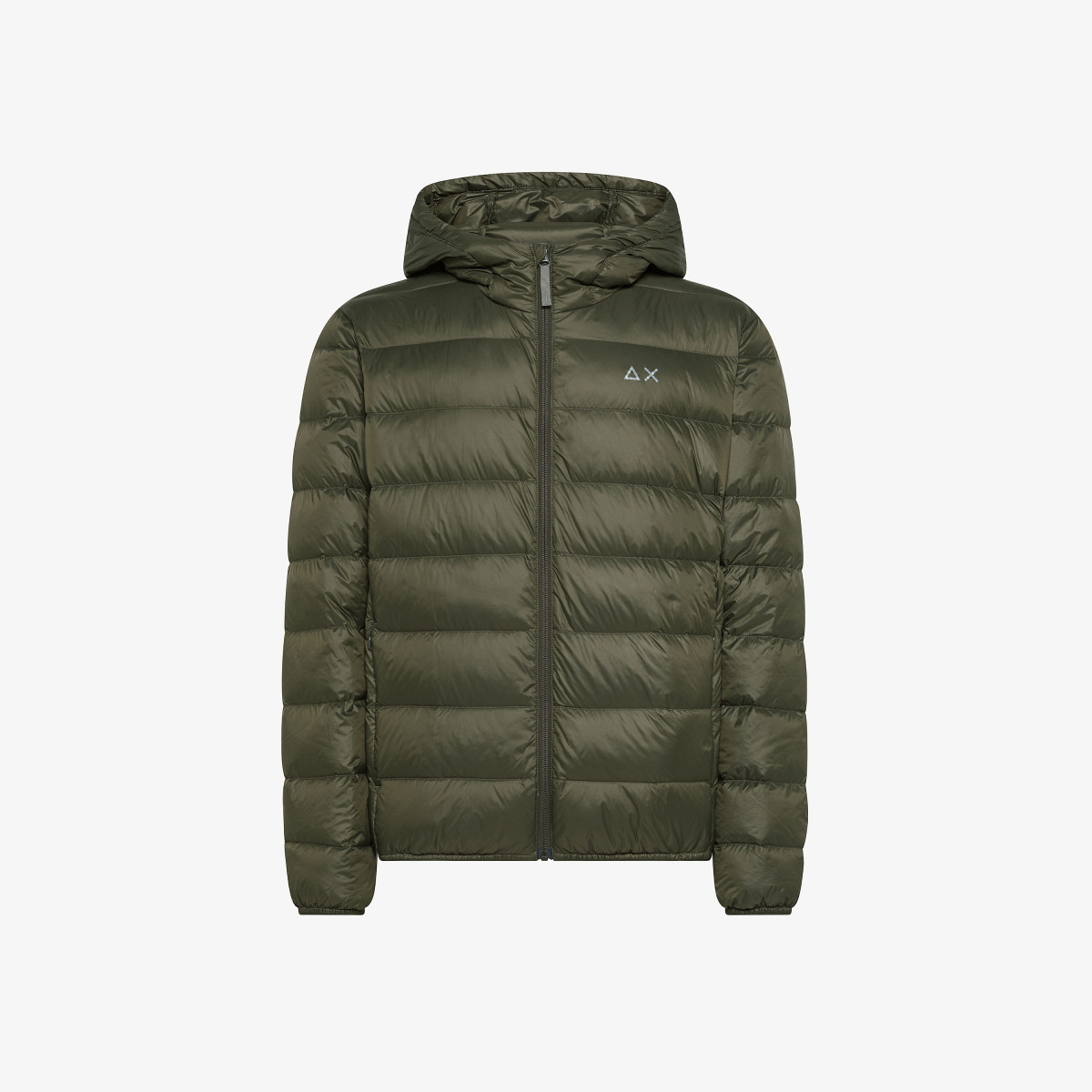 Piumino in nylon con cappuccio militare scuro