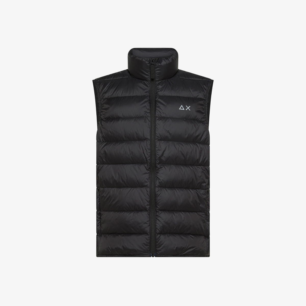 Black nylon puffer vest