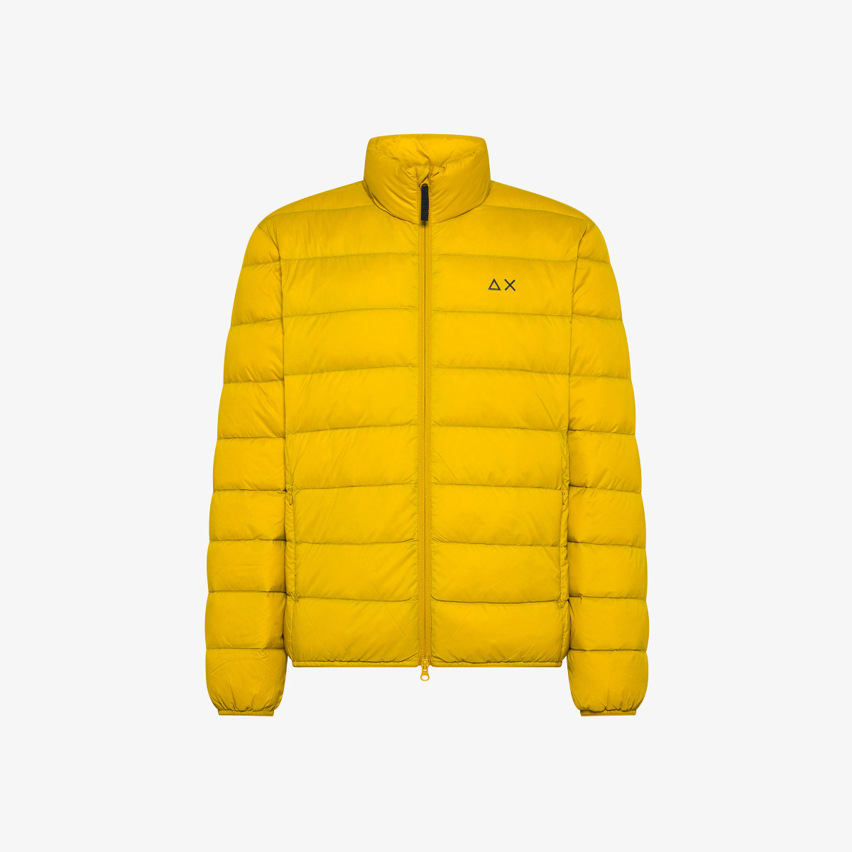 Yellow quilted nylon puffer jacket