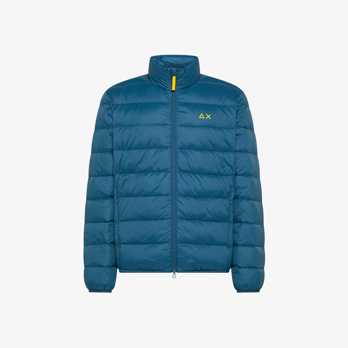 Piumino in nylon trapuntato e imbottito avio scuro
