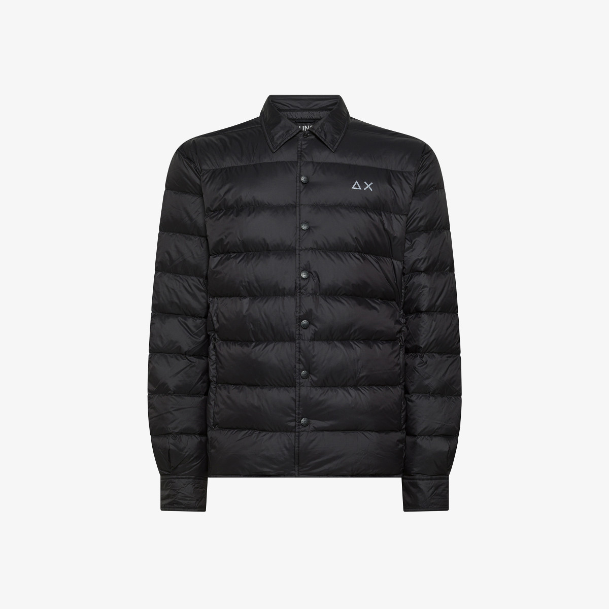 Black quilted nylon overshirt jacket