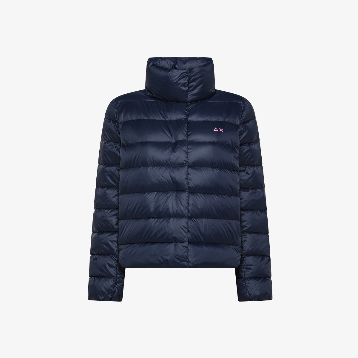 Piumino in nylon trapuntato con collo alto navy blue
