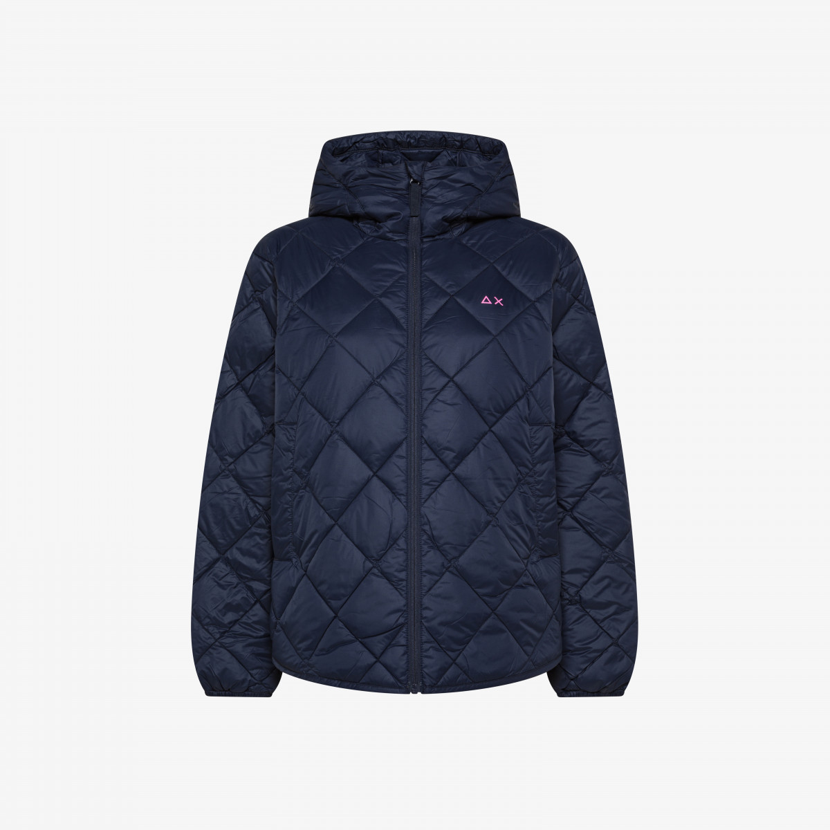 Piumino trapuntato con cappuccio navy blue