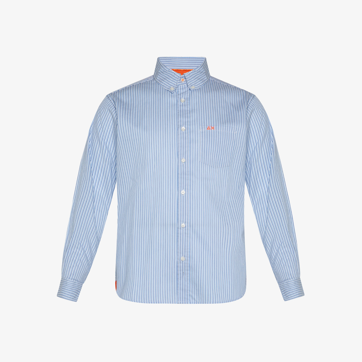 BOY'S SHIRT CLASSIC STRIPE WITH FLUO DETAIL WHITE/LIGHT BLUE