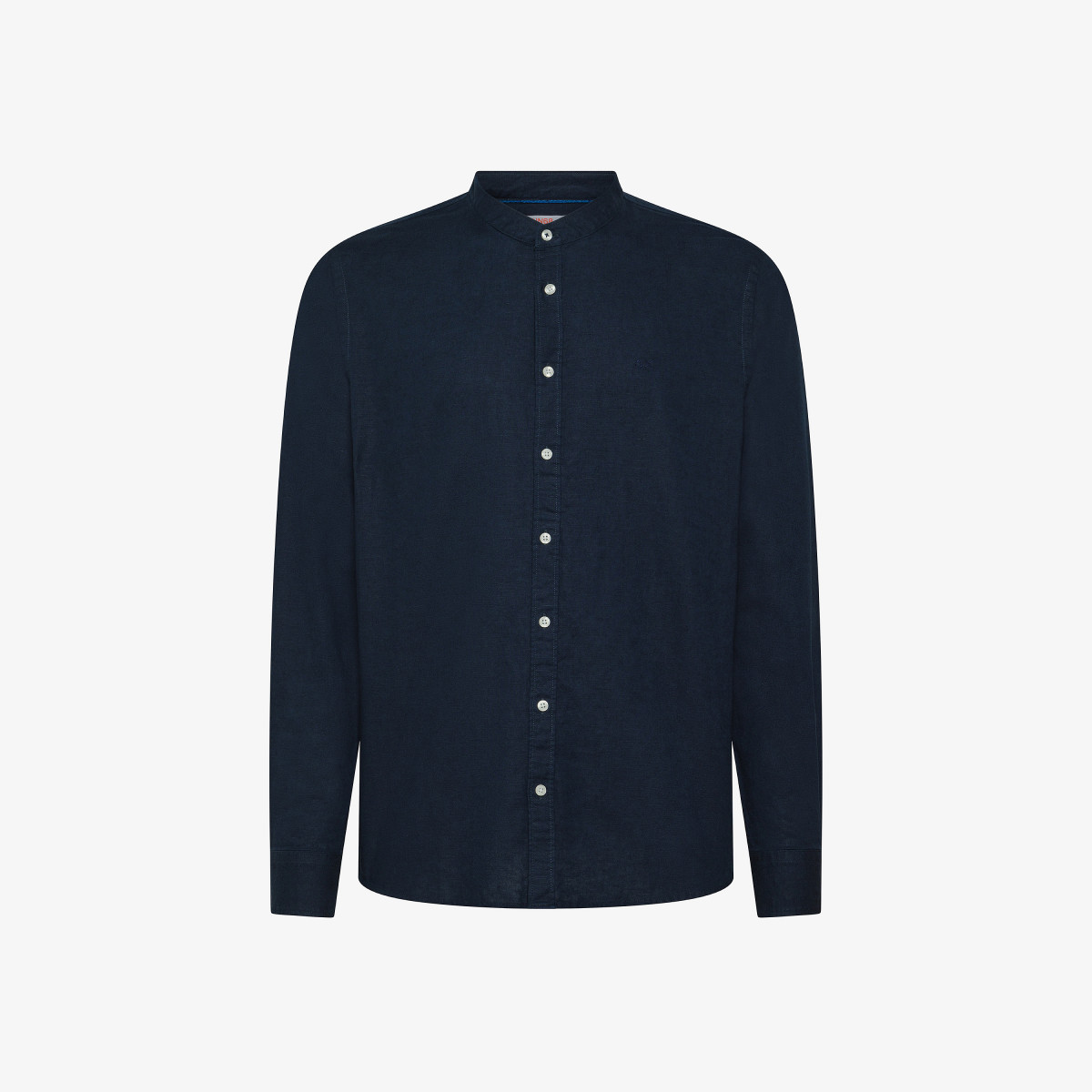 SHIRT LINEN KOREAN COLLAR L/S NAVY BLUE