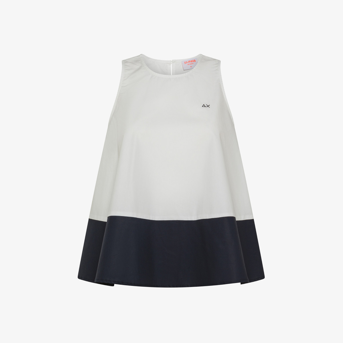 TANK SHIRT COLOR BLOCK NO SLV BIANCO/NAVY BLUE