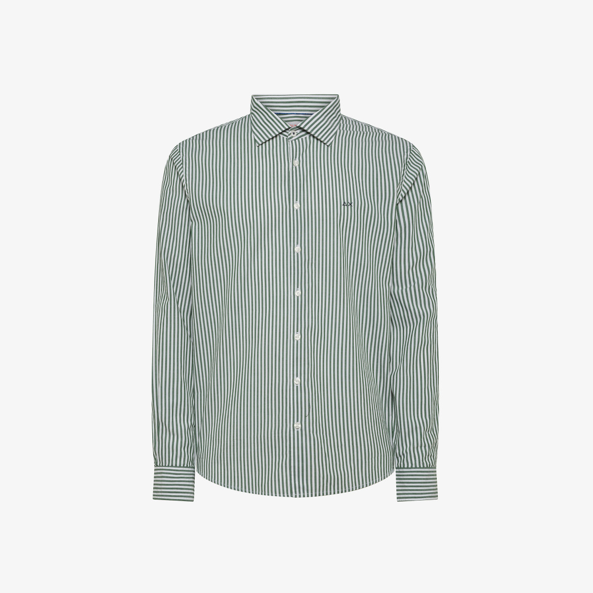 Striped cotton shirt DARK GREEN/WHITE