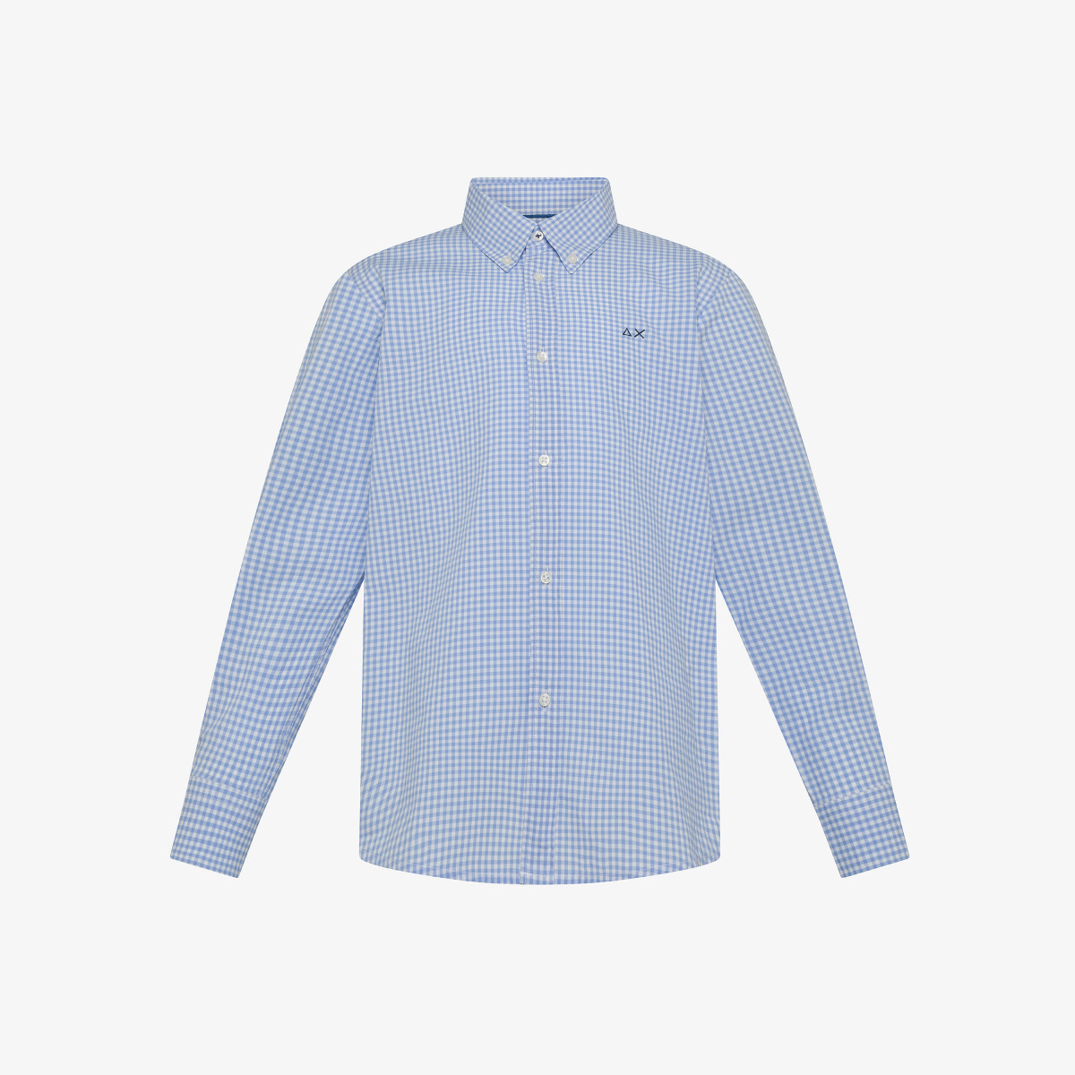 BOY'S SHIRT MICROCHECK SMALLER COLLAR L/S AZZURRO/BIANCO