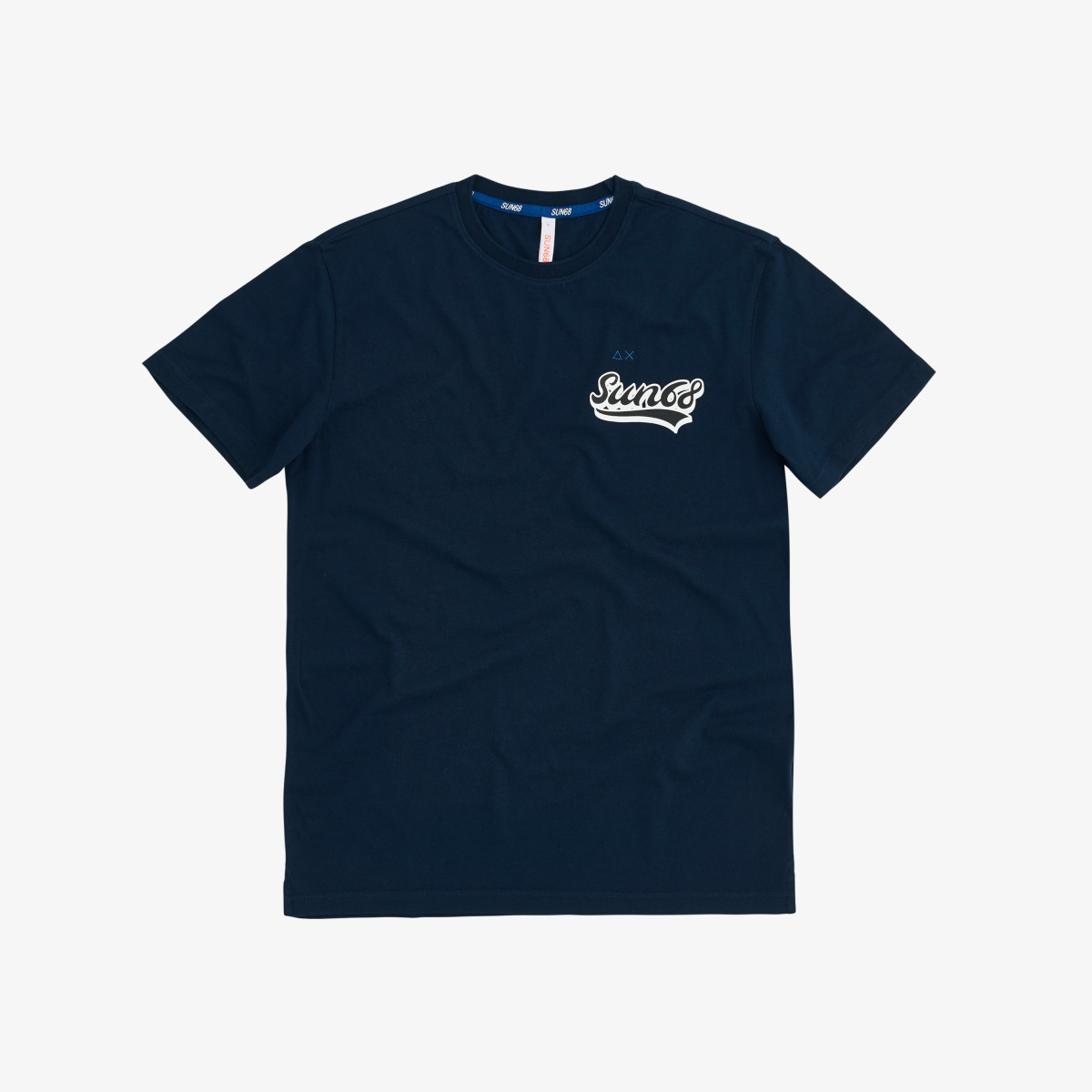 T-SHIRT ROUND SMALL PRINT NAVY BLUE