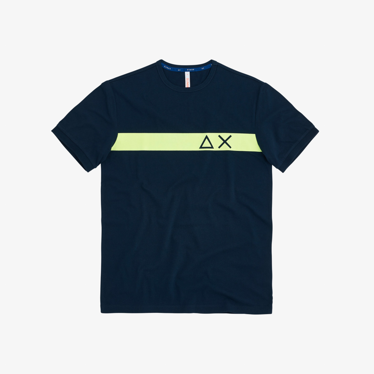 T-SHIRT ROUND STRIPE PRINT ON CHEST NAVY BLUE