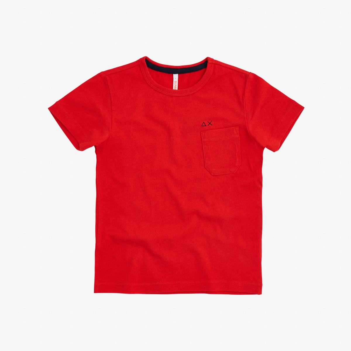 BOY'S T-SHIRT ROUND SOLID POCKET ROSSO FUOCO