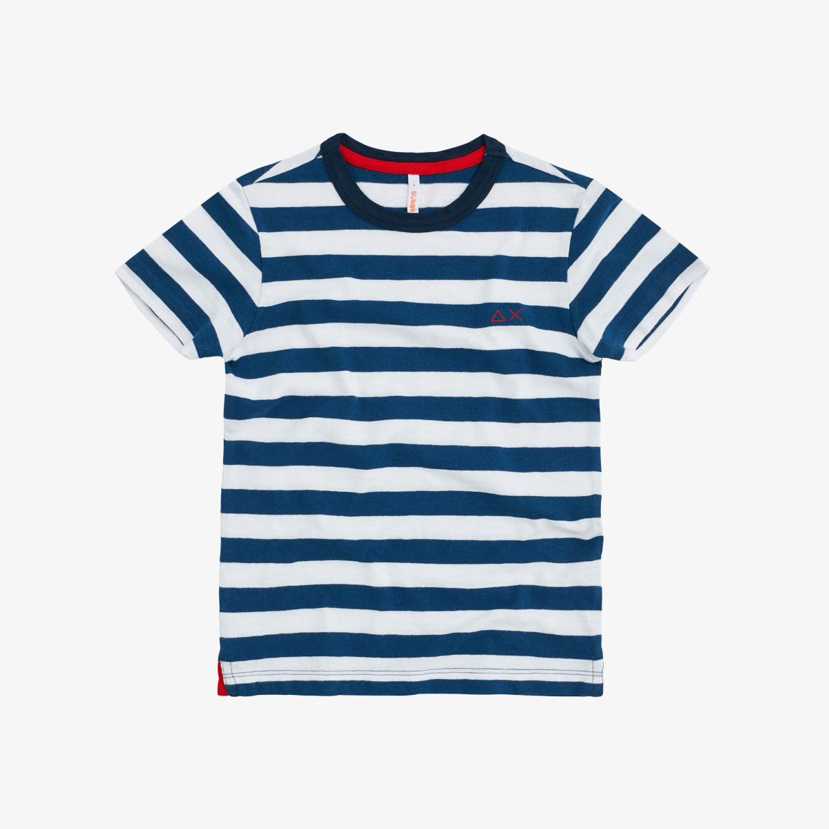 BOY'S T-SHIRT ROUND FULL STRIPES BLUE/BIANCO