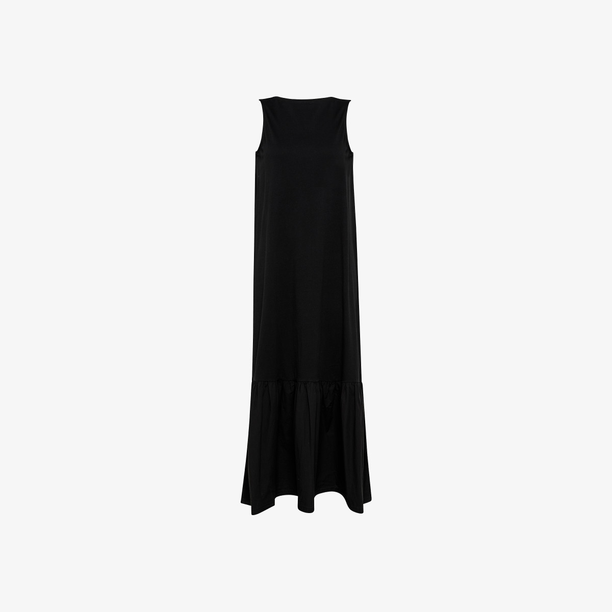 LONG DRESS MIX FABRIC BLACK