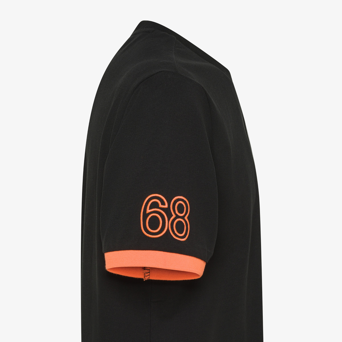 T-SHIRT PIQUET LOGO FLUO S/S NERO