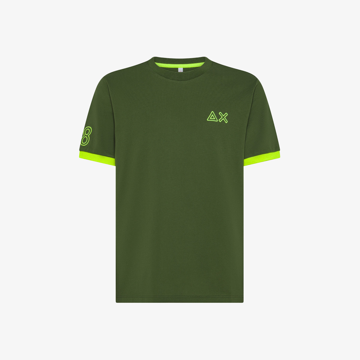 T-SHIRT PIQUET LOGO FLUO S/S VERDE SCURO