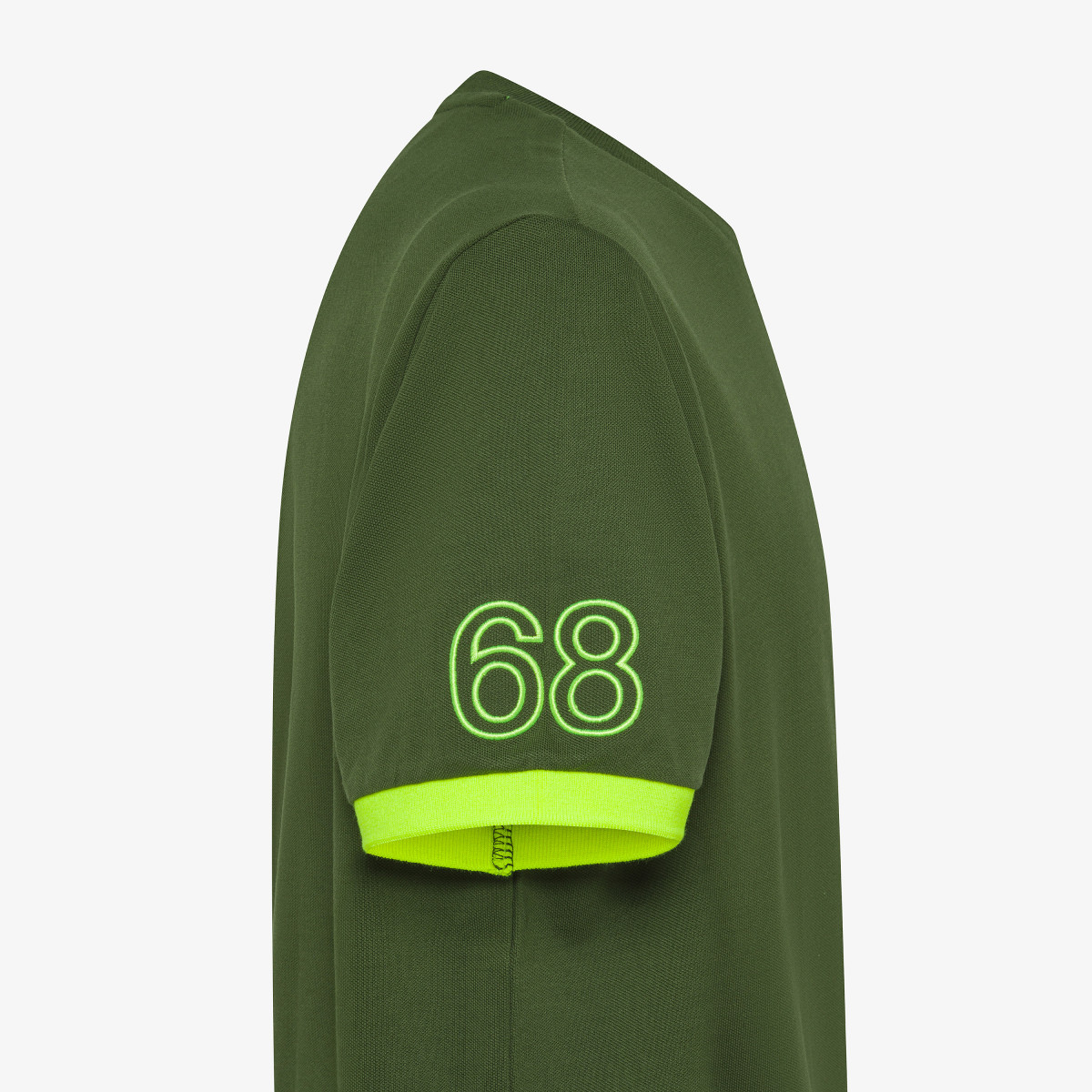 T-SHIRT PIQUET LOGO FLUO S/S DARK GREEN