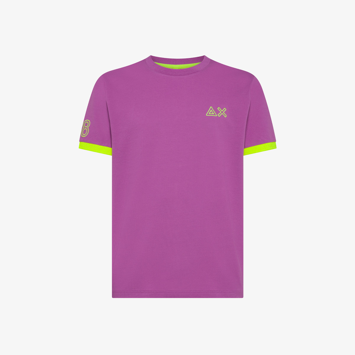 T-shirt in piquet ciclamino con ricami