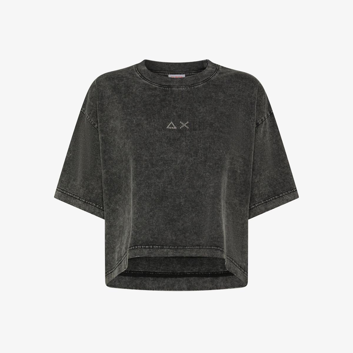 Black cropped cotton jersey T-shirt