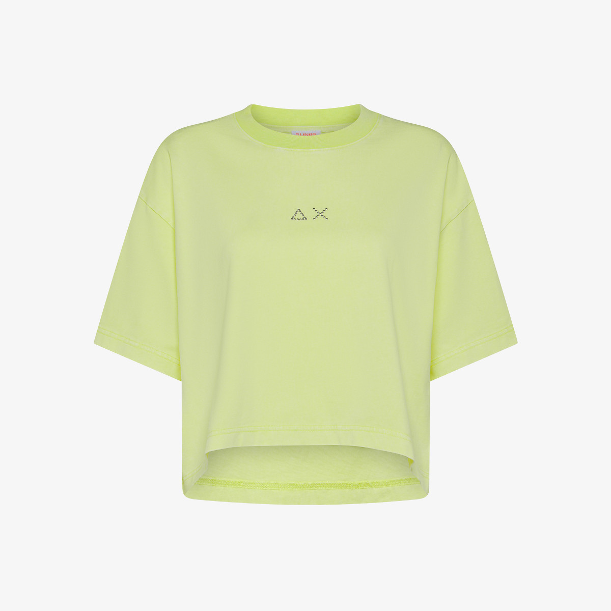 Lemon yellow cropped cotton jersey T-shirt