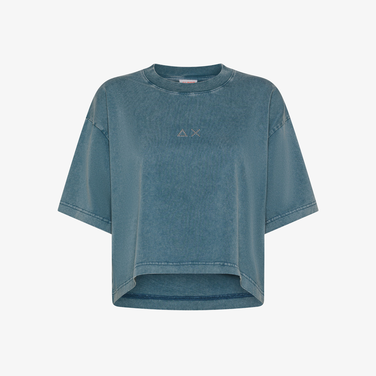 Dark avio cropped cotton jersey T-shirt