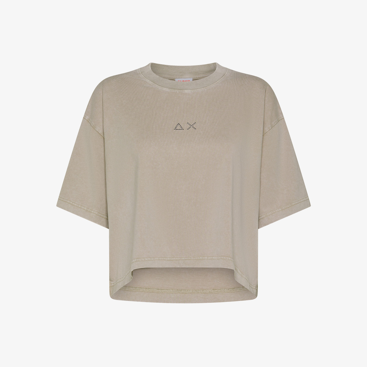 Stone cropped cotton jersey T-shirt