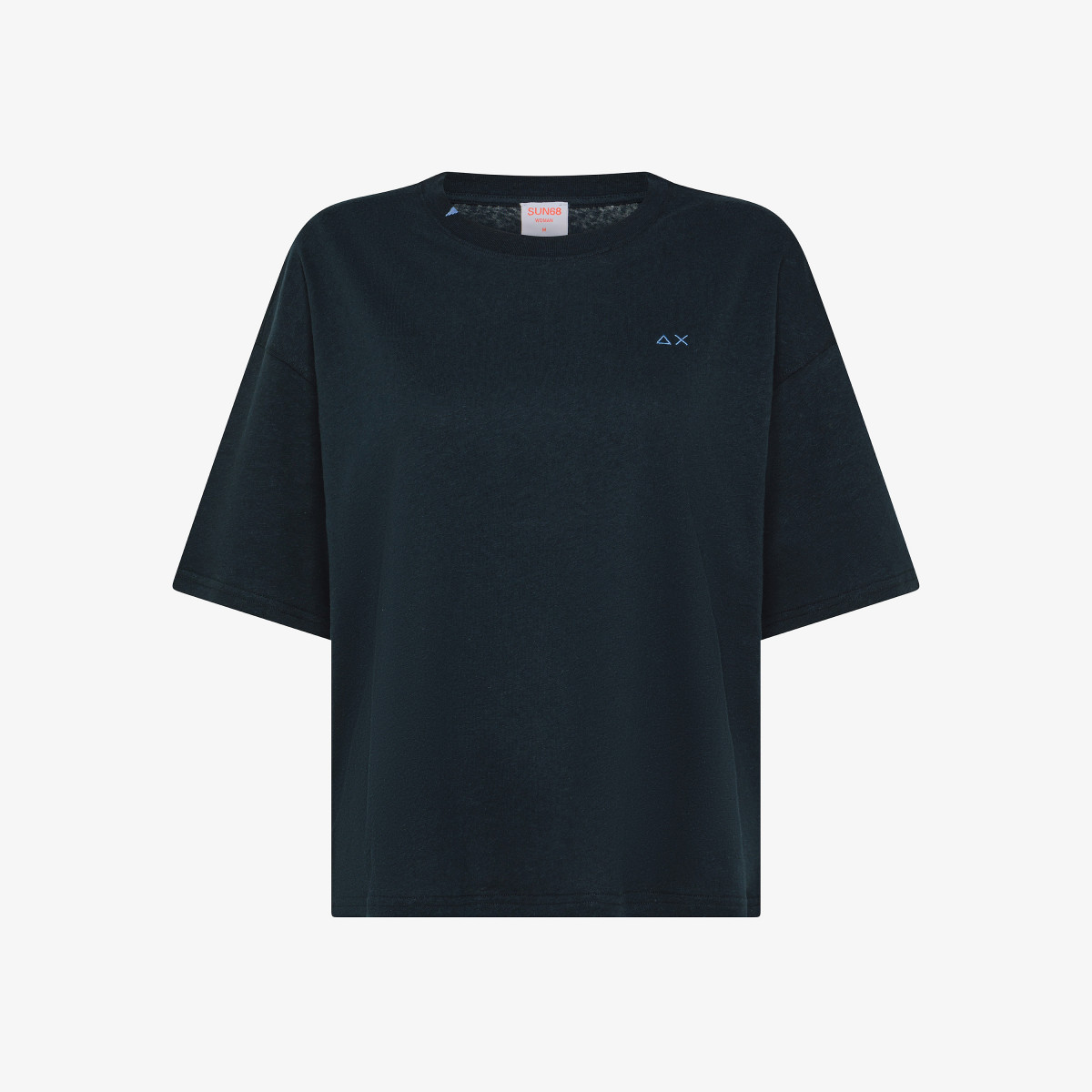 T-SHIRT ROUND NECK OVERSIZE LINEN S/S NAVY BLUE