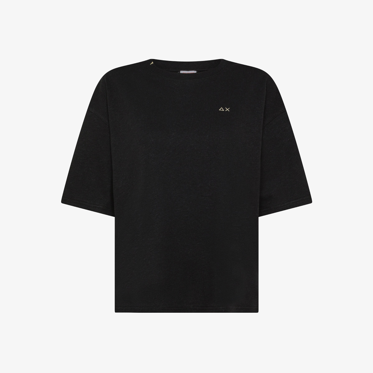 T-shirt in lino e cotone nero