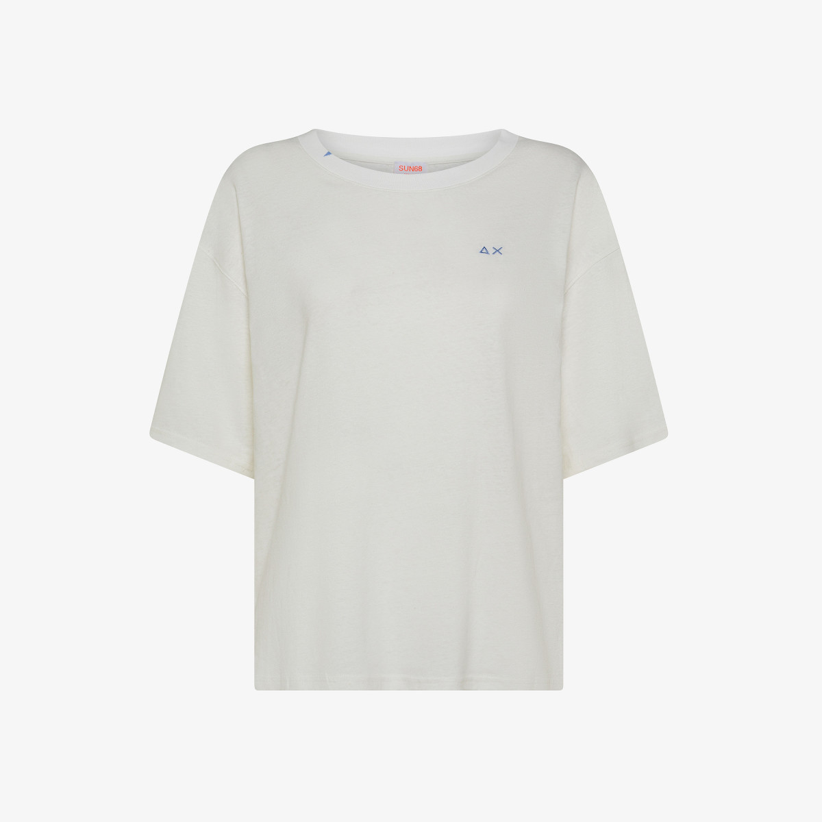 T-SHIRT ROUND NECK OVERSIZE LINEN S/S OFF WHITE