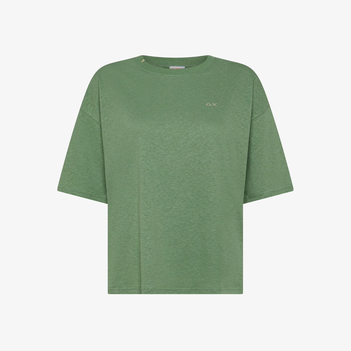 T-shirt in lino e cotone verde salvia
