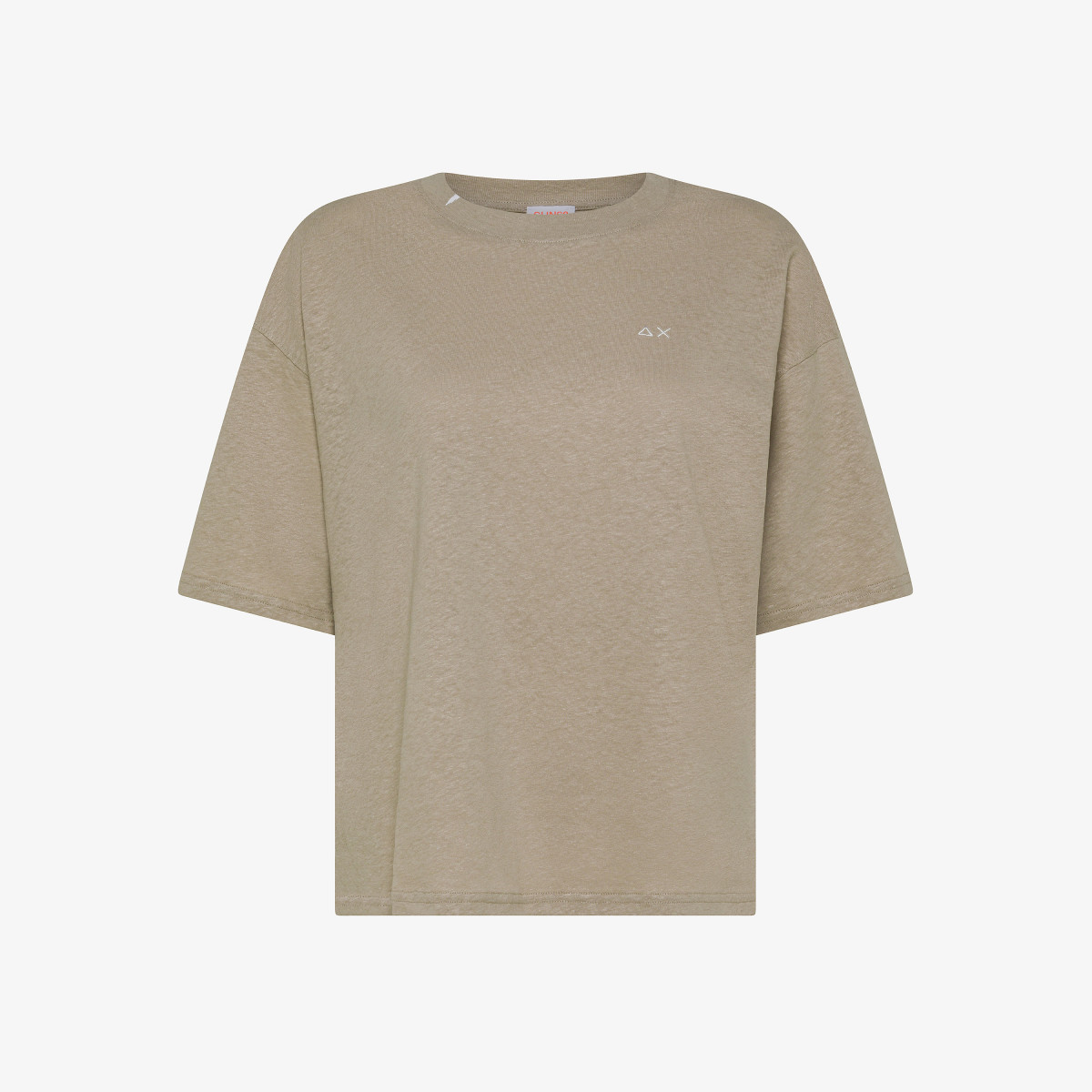 T-shirt in lino e cotone stone
