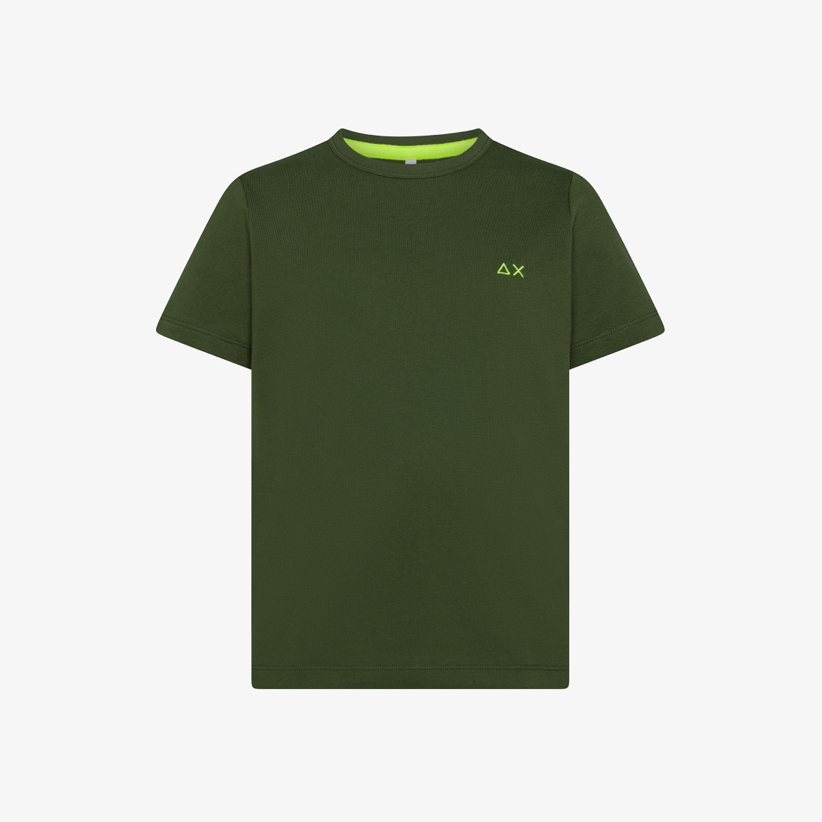 T-shirt in piquet di cotone verde scuro