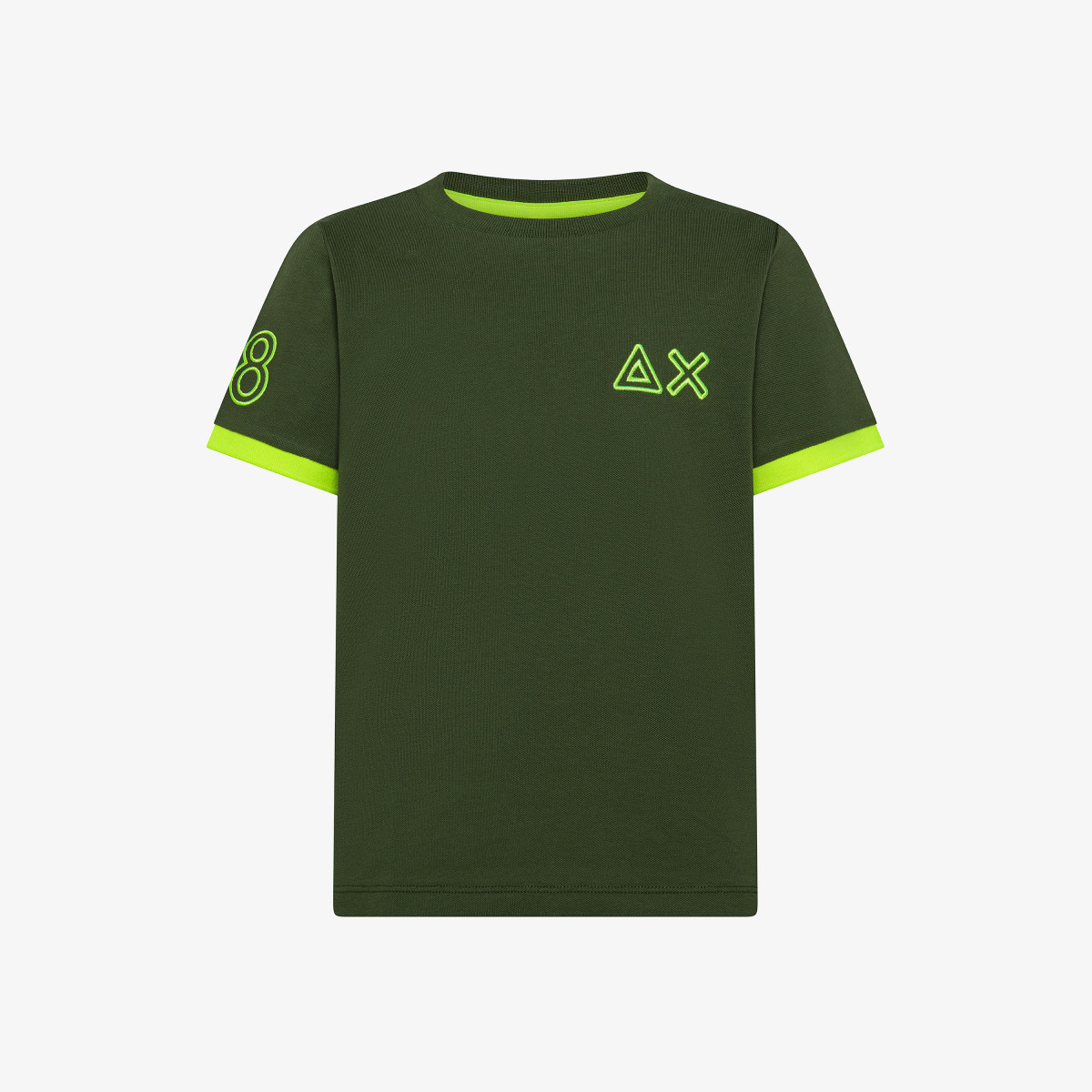 T-shirt in piquet di cotone verde scuro
