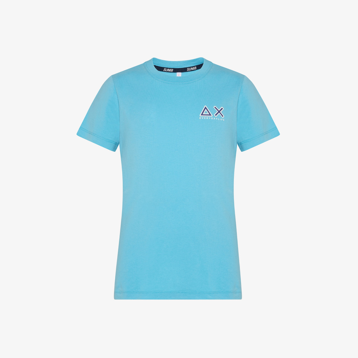 BOY'S ROUND T-SHIRT SMALL LOGO S/S TURQUOISE