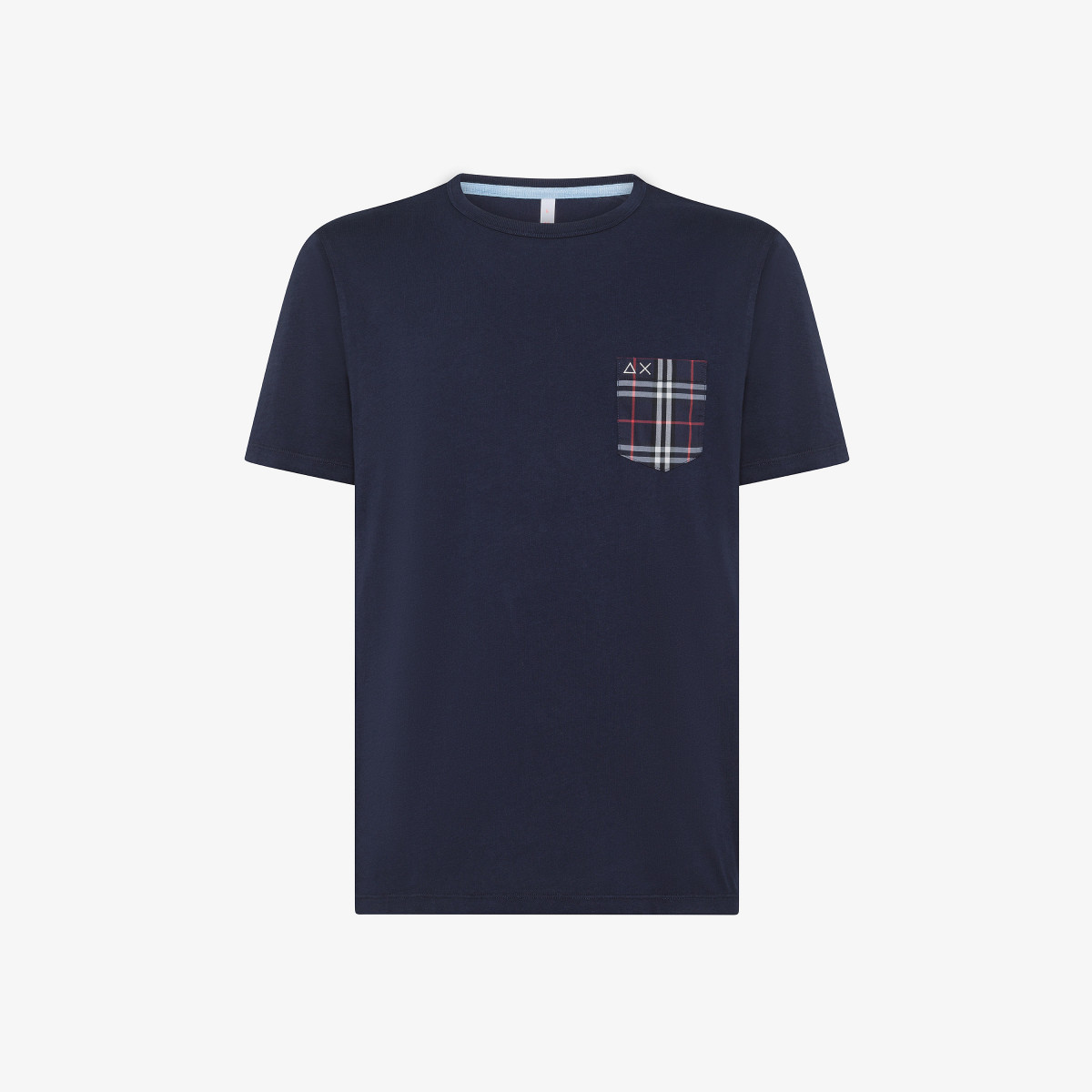 T-shirt in cotone con taschino NAVY BLUE