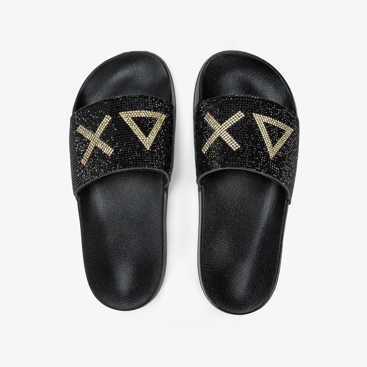 SLIPPERS LOGO STRASS BLACK