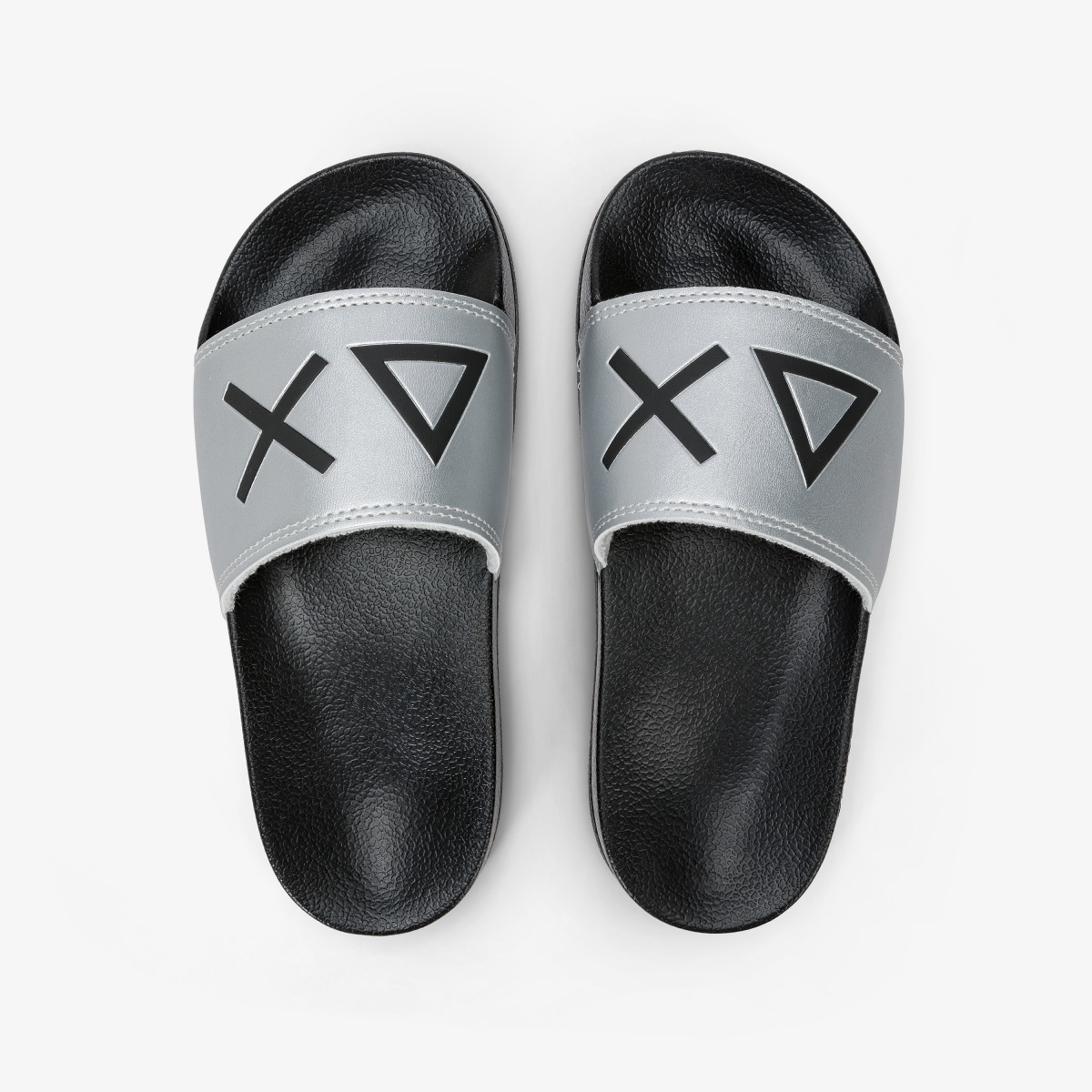 BOY'S SLIPPERS LOGO NERO/ARGENTO