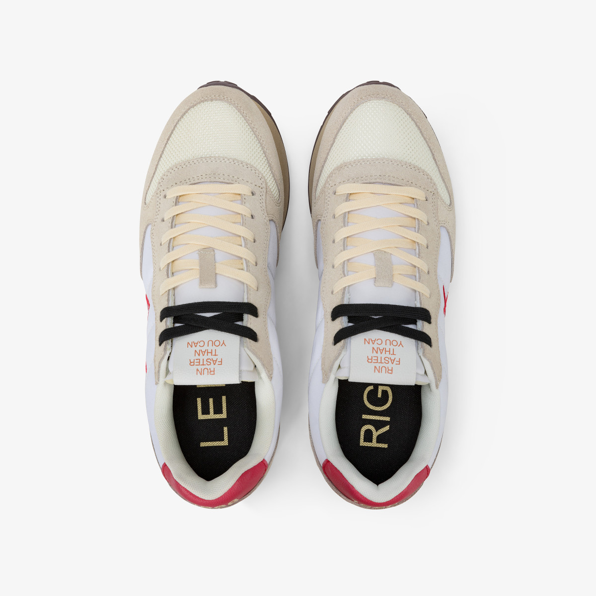 Sneaker Tom Vintage in nylon e suede bianco panna e rosso