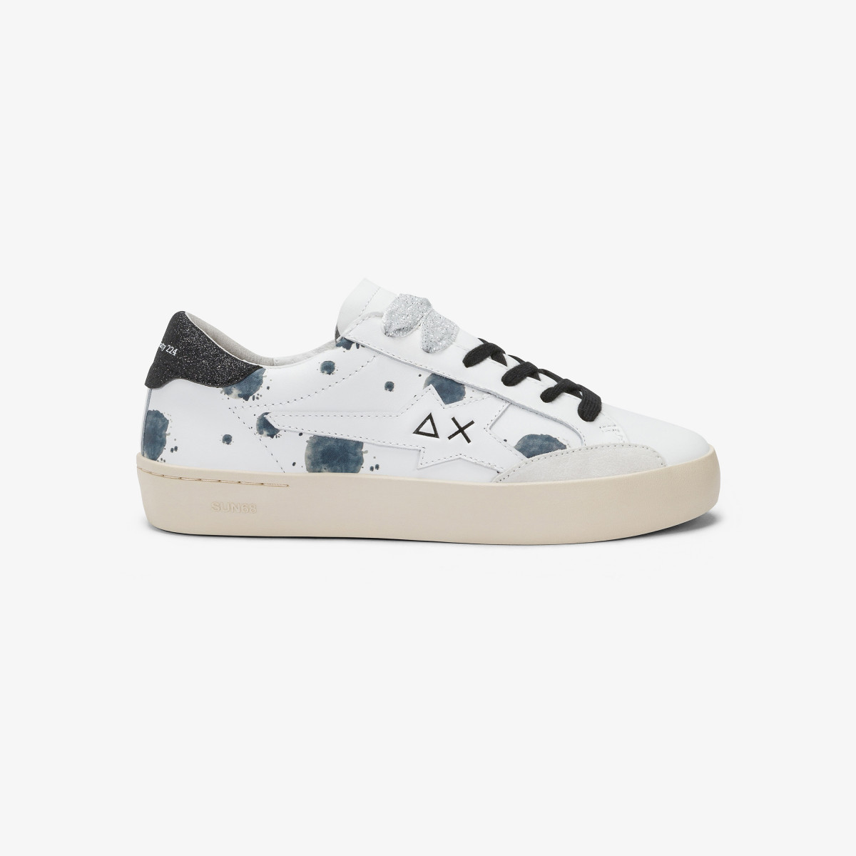 Sneaker Katy Printed in pelle con stampa bianca e nera