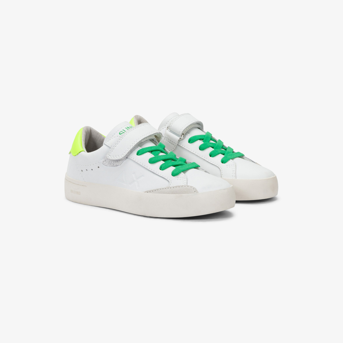 BOY'S STREET LEATHER (KID) BIANCO/GIALLO FLUO