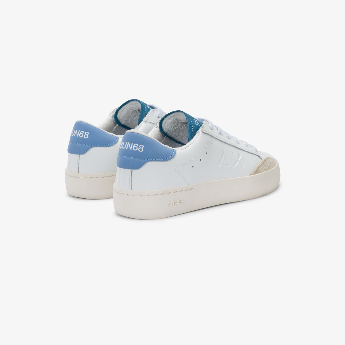 Boys’ Street white and avio leather sneaker