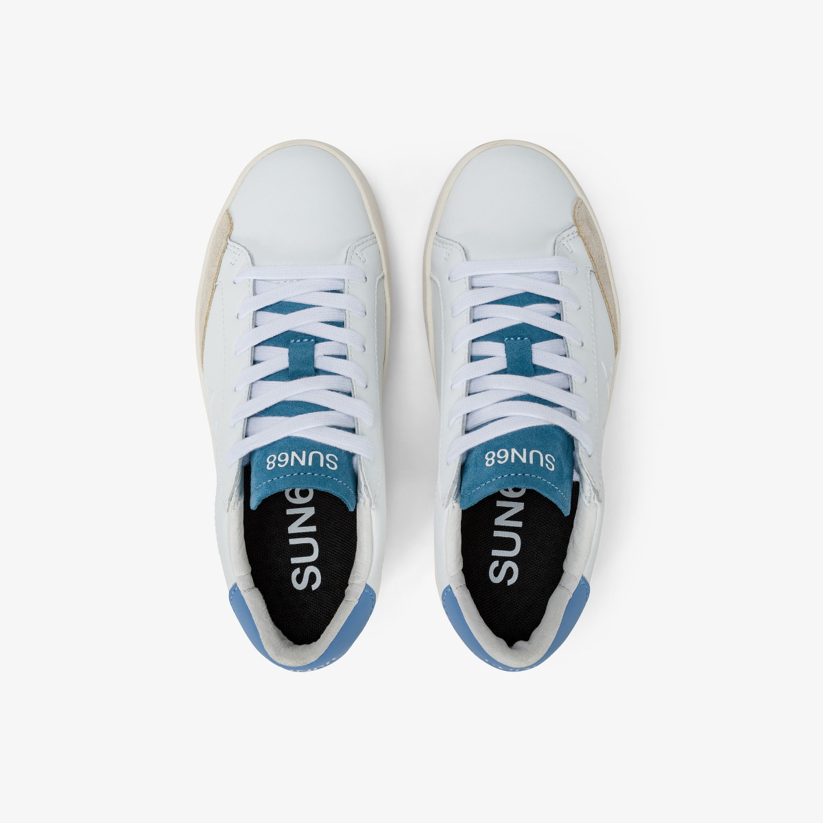 Boys’ Street white and avio leather sneaker