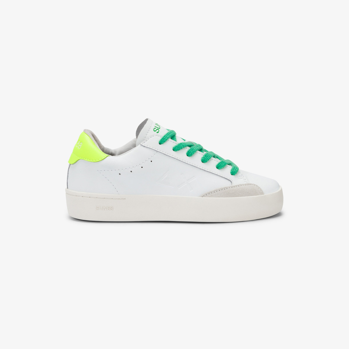 BOY'S STREET LEATHER (TEEN) WHITE/YELLOW FLUO