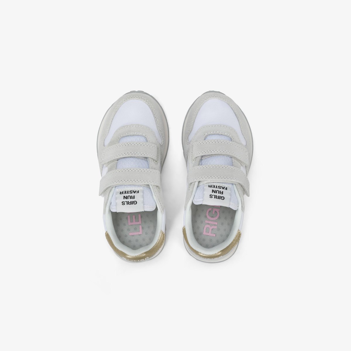 Sneaker Girl's Ally Gold Silver in suede e nylon bianco